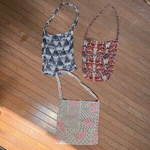 3 Free People Lightweight Cloth Gauze Floral Multi Design Tote/Shopping Bags